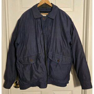 LL Bean Chore Coat Removable Lining Blue Flannel Removable Puffer TALL XL VTG